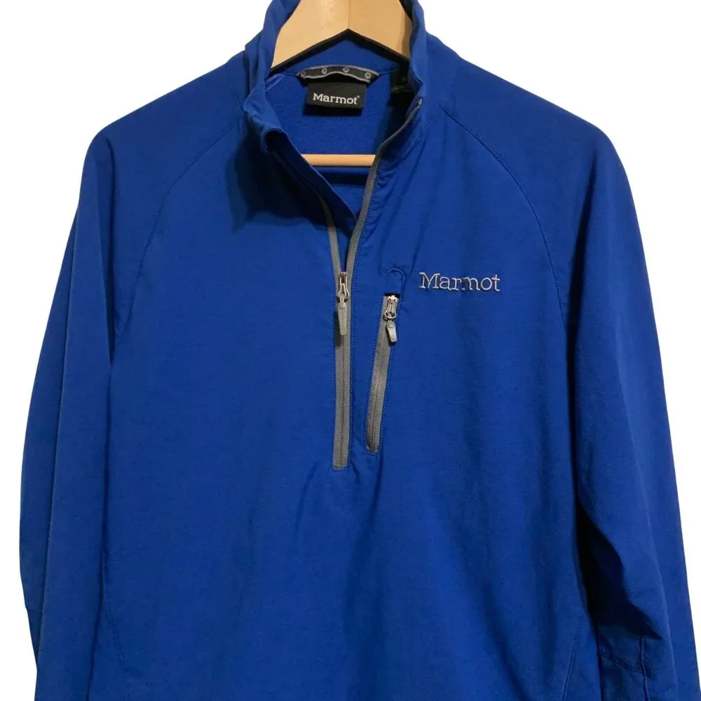 Marmot Women's Blue 1/4 Zip Pullover Jacket, Chest Pocket, Long Sleeves, Size SP